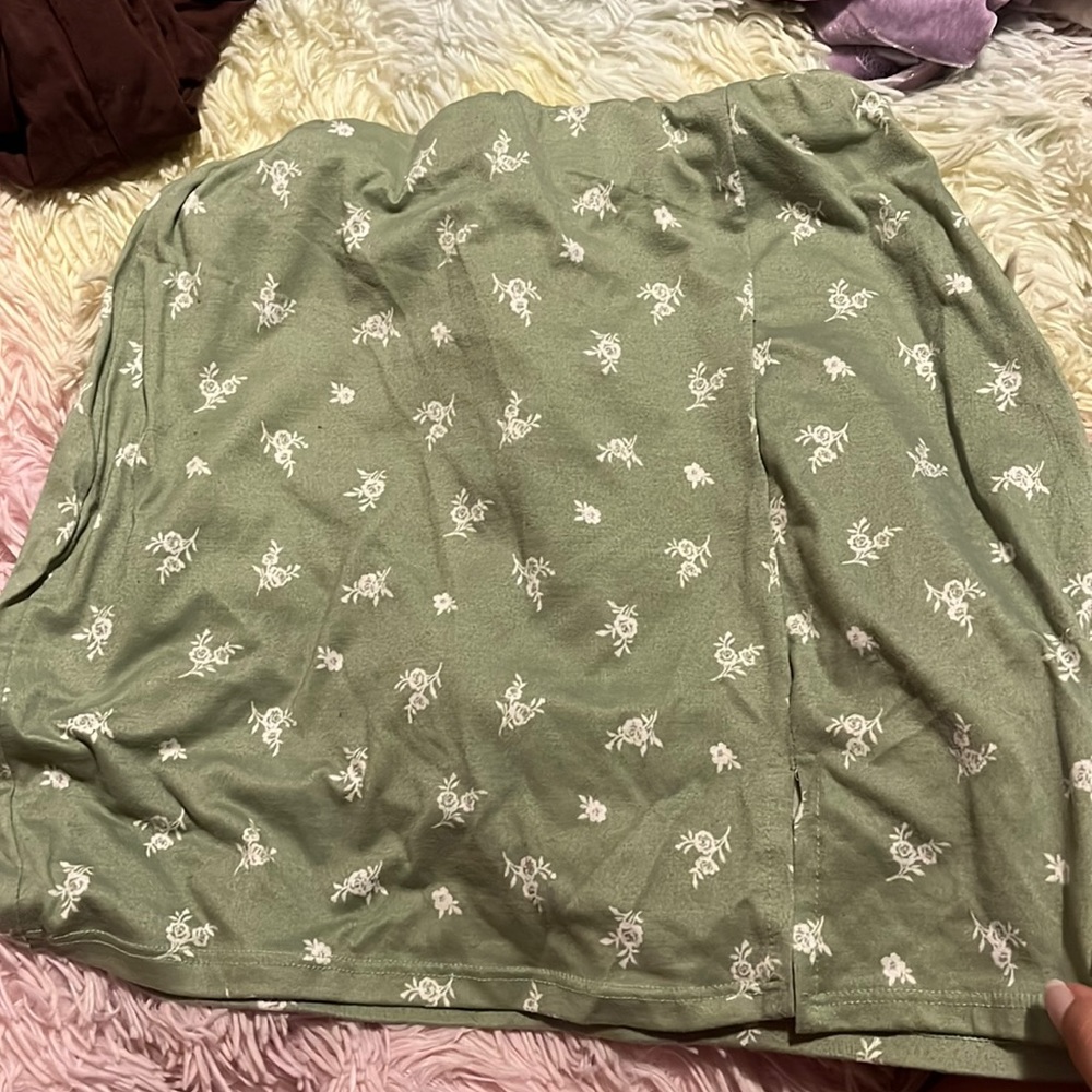 Green mini skirt